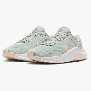 Nike Women's Light Green and Beige Sneakers